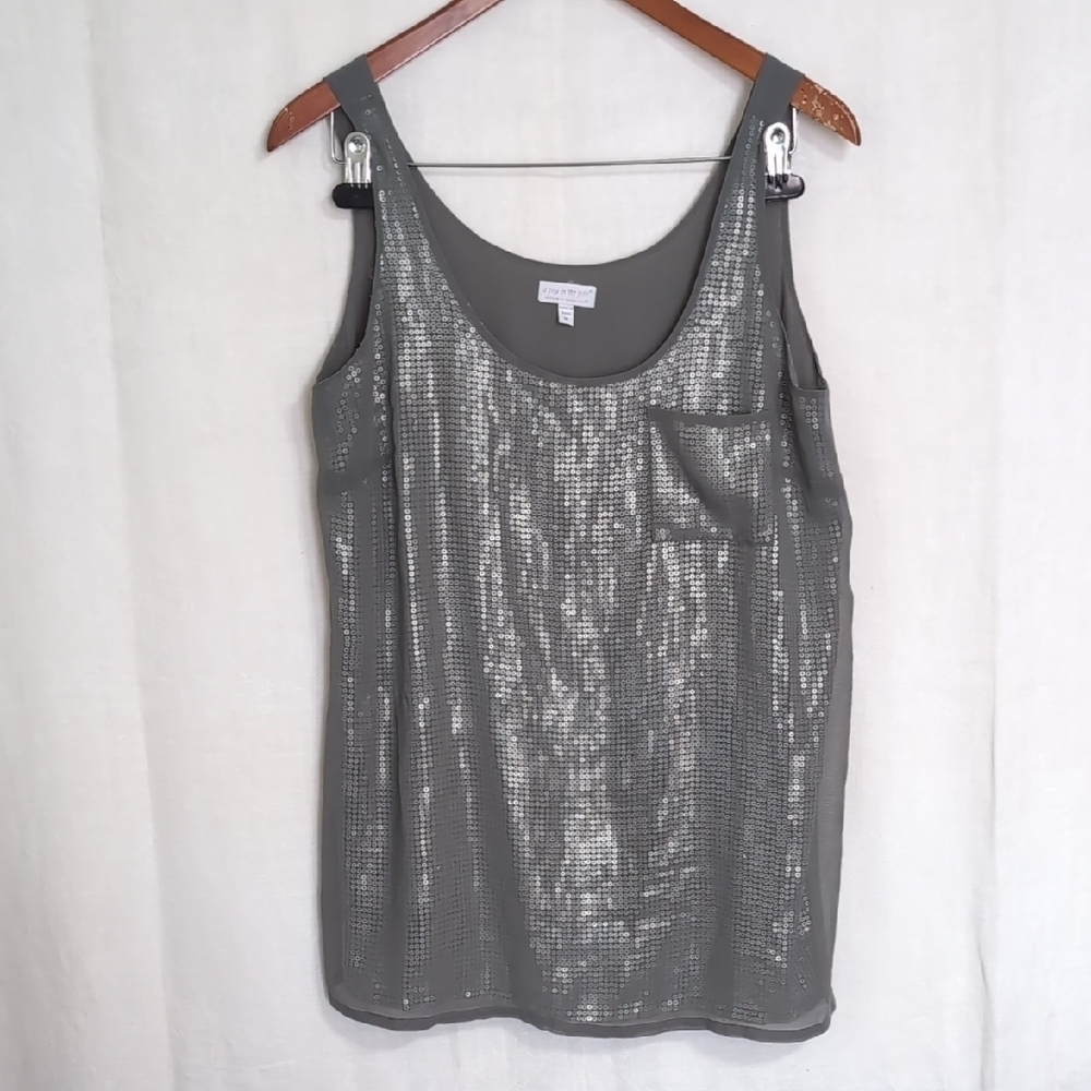 a pea in the pod grey sage sequin tank maternity size medium